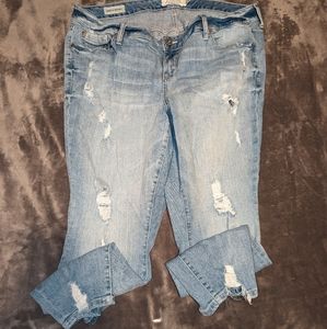 Torrid light wash destructed ankle skinny jean